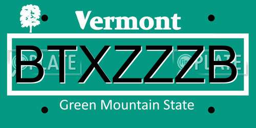 BTXZZZB Vermont License Plate
