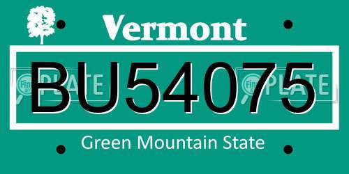 BU54075 Vermont License Plate