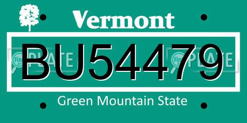 BU54479 Vermont License Plate