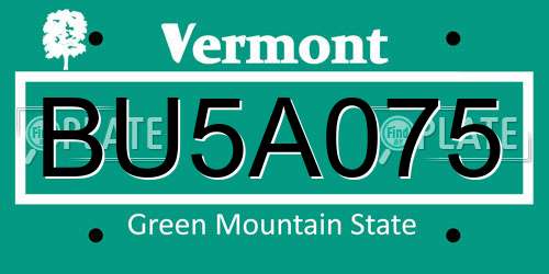BU5A075 Vermont License Plate