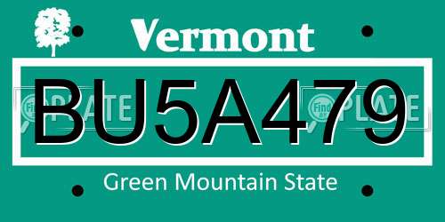 BU5A479 Vermont License Plate