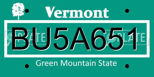 BU5A651 Vermont License Plate