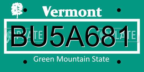 BU5A681 Vermont License Plate