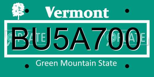 BU5A700 Vermont License Plate