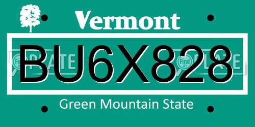 BU6X828 Vermont License Plate