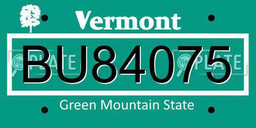 BU84075 Vermont License Plate