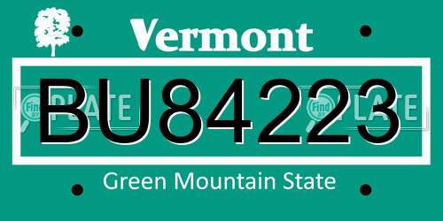 BU84223 Vermont License Plate