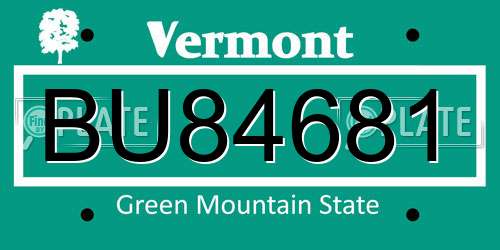 BU84681 Vermont License Plate