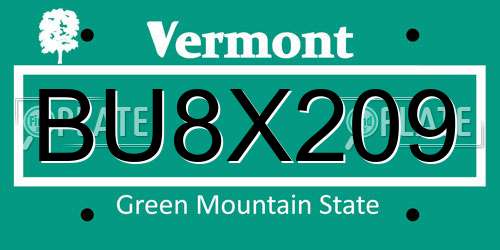 BU8X209 Vermont License Plate