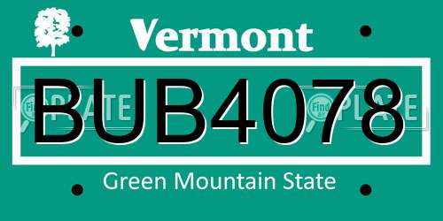 BUB4078 Vermont License Plate