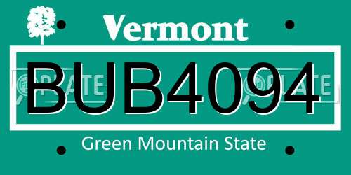 BUB4094 Vermont License Plate