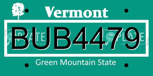 BUB4479 Vermont License Plate