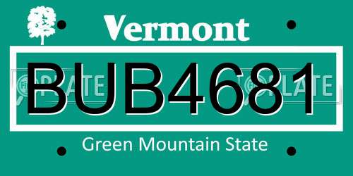 BUB4681 Vermont License Plate