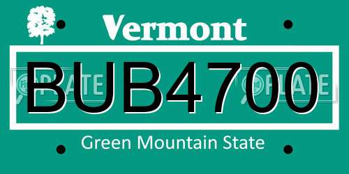 BUB4700 Vermont License Plate