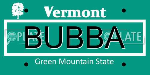 BUBBA Vermont License Plate