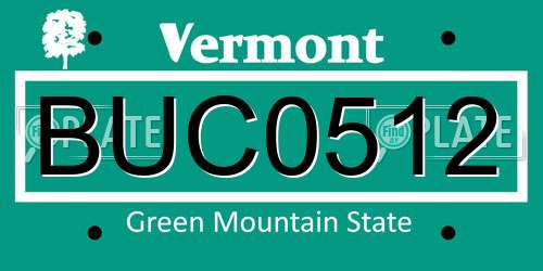 BUC0512 Vermont License Plate