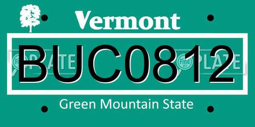 BUC0812 Vermont License Plate