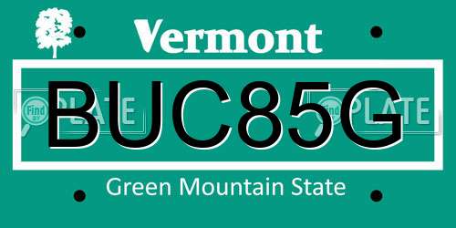 BUC85G Vermont License Plate