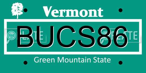 BUCS86 Vermont License Plate