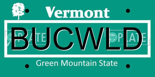 BUCWLD Vermont License Plate