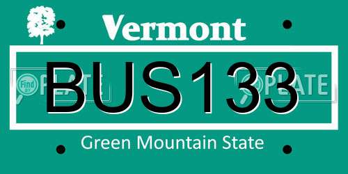 BUS133 Vermont License Plate