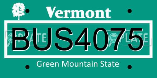 BUS4075 Vermont License Plate