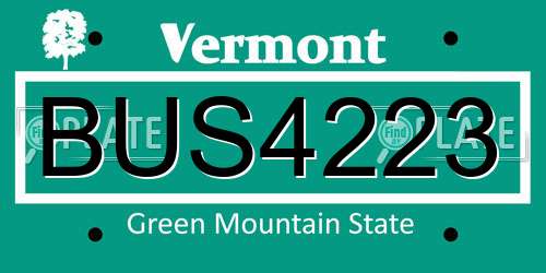 BUS4223 Vermont License Plate