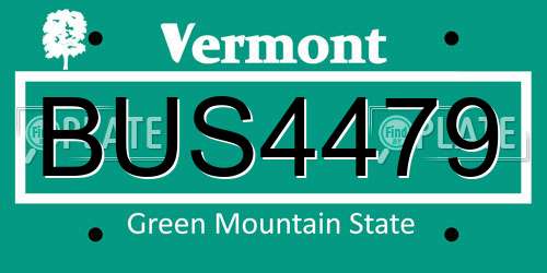 BUS4479 Vermont License Plate