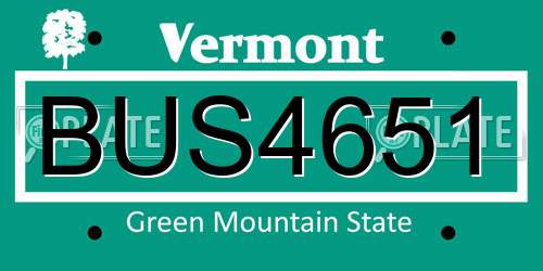 BUS4651 Vermont License Plate