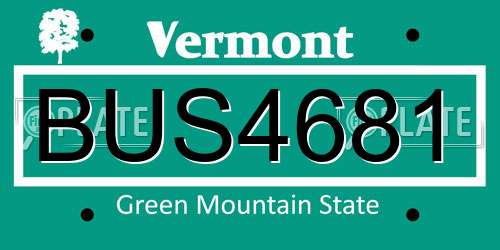 BUS4681 Vermont License Plate