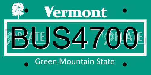 BUS4700 Vermont License Plate