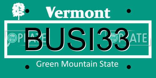 BUSI33 Vermont License Plate