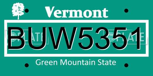 BUW5351 Vermont License Plate