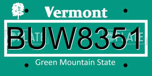 BUW8351 Vermont License Plate