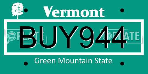 BUY944 Vermont License Plate