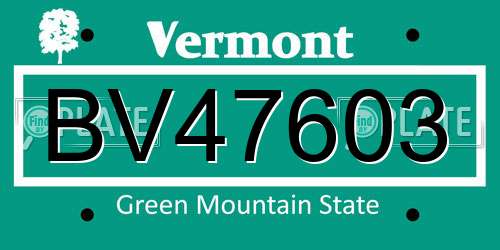 BV47603 Vermont License Plate