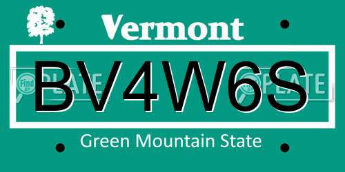BV4W6S Vermont License Plate
