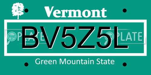 BV5Z5L Vermont License Plate