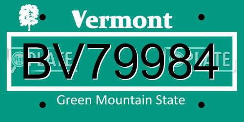 BV79984 Vermont License Plate