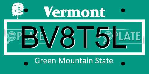 BV8T5L Vermont License Plate