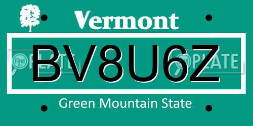 BV8U6Z Vermont License Plate