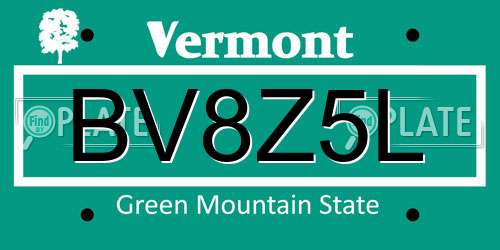 BV8Z5L Vermont License Plate