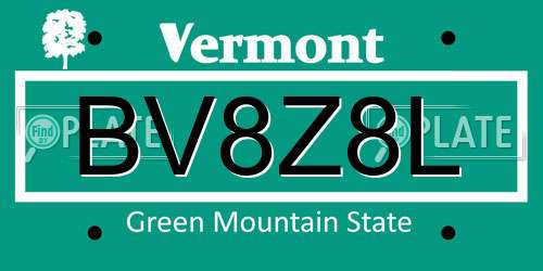 BV8Z8L Vermont License Plate
