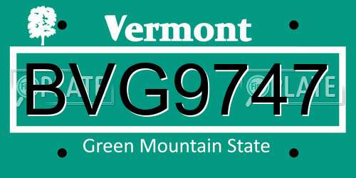 BVG9747 Vermont License Plate