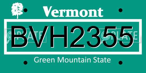 BVH2355 Vermont License Plate