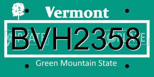 BVH2358 Vermont License Plate