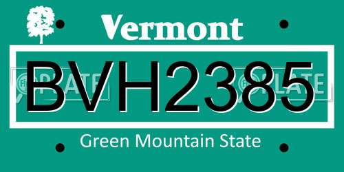 BVH2385 Vermont License Plate