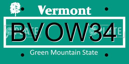 BVOW34 Vermont License Plate