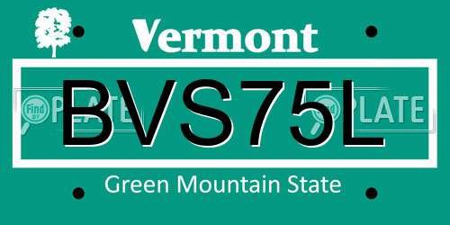 BVS75L Vermont License Plate