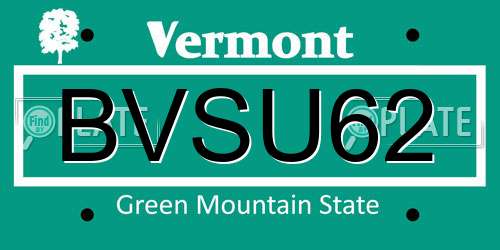 BVSU62 Vermont License Plate